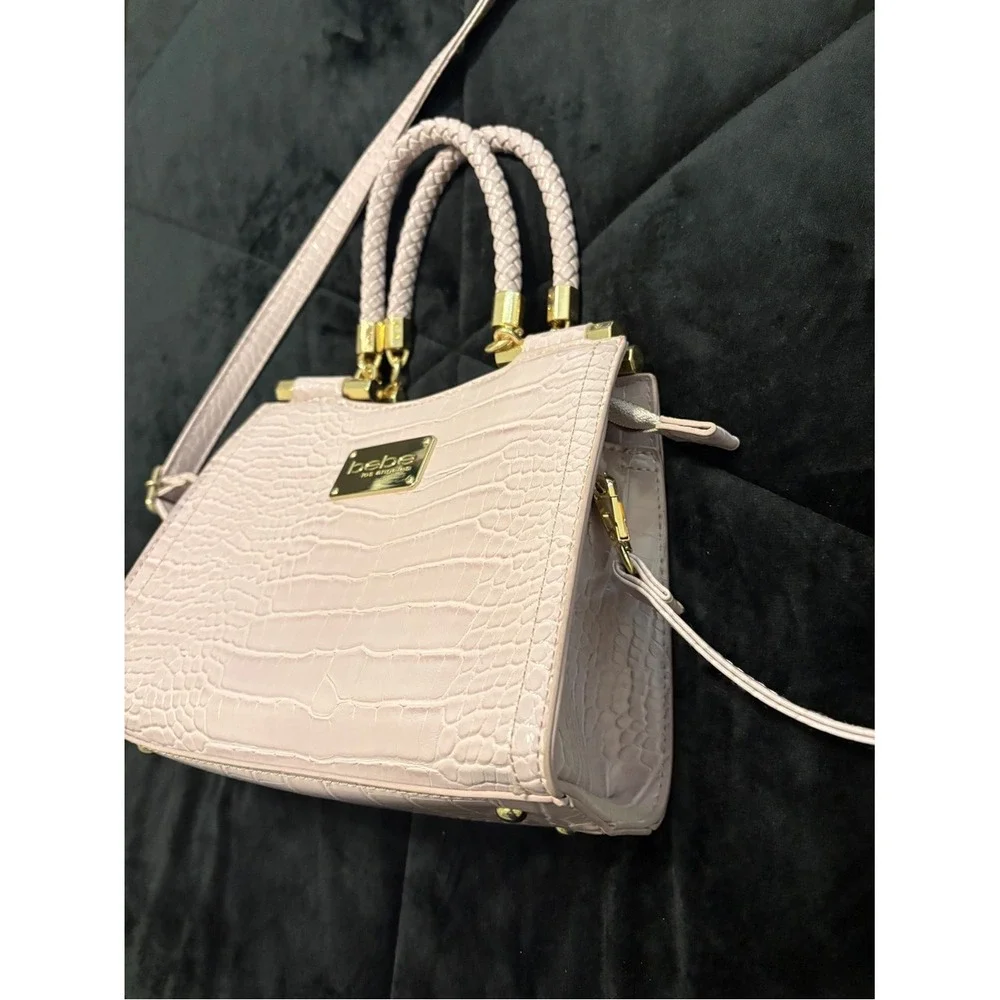 CLEARANCE-Pre-loved‎ bebe Pale Purple Croc-Embossed Top-Handle Satchel/Crossbody